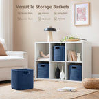 HBlife Set of 4 Storage Cubes-11 X 10.5 X 10.5 In, Cotton Rope Basket for Shelves, Toys, Book, Cube Storage Bin with Handles, Woven Storage Basket for Organizing, Beige