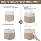HBlife Set of 4 Storage Cubes-11 X 10.5 X 10.5 In, Cotton Rope Basket for Shelves, Toys, Book, Cube Storage Bin with Handles, Woven Storage Basket for Organizing, Beige