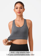 HBlife Sports Bras for Women, Seamless Racerback Bra with Removable Padded, Medium Support Bra for Yoga Workout Fitness