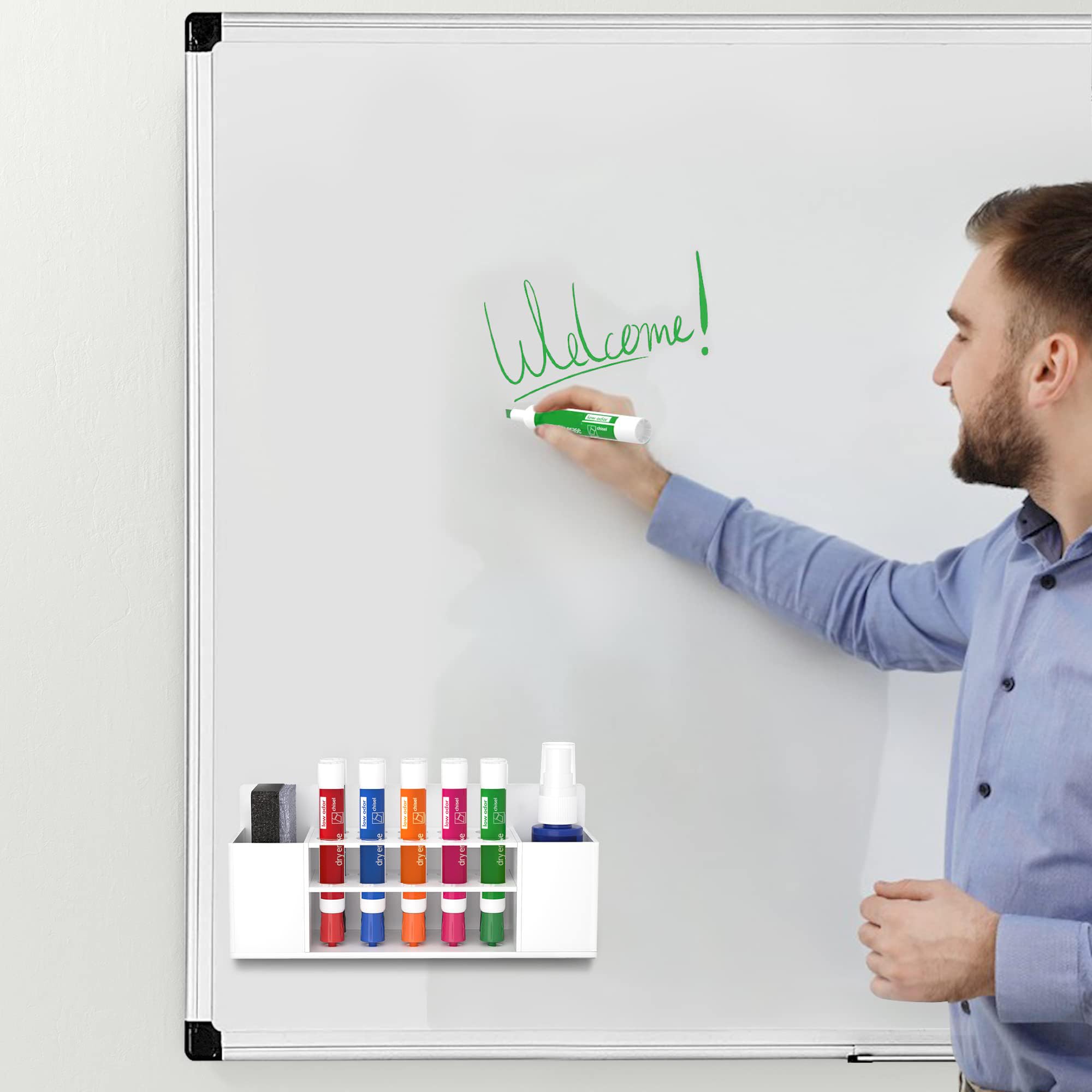 HBlife Acrylic Magnetic Dry Erase Marker Holder for Whiteboard, Wall Mount 10 Slots Magnet Pen Pencil Holder for Fridge Refrigerator, Locker Organizer Accessories for School Classroom Office, Black