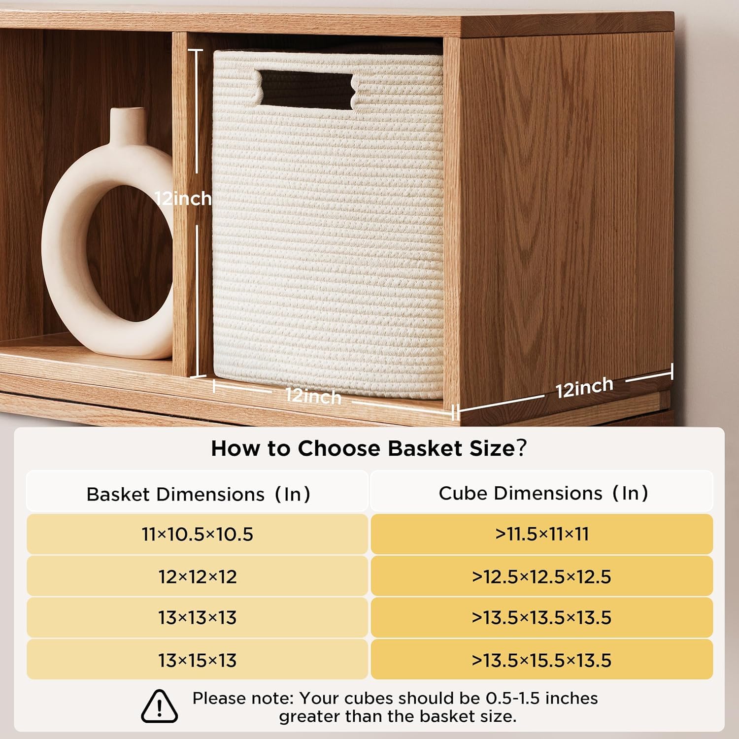 HBlife Set of 4 Storage Cubes-11 X 10.5 X 10.5 In, Cotton Rope Basket for Shelves, Toys, Book, Cube Storage Bin with Handles, Woven Storage Basket for Organizing, Beige