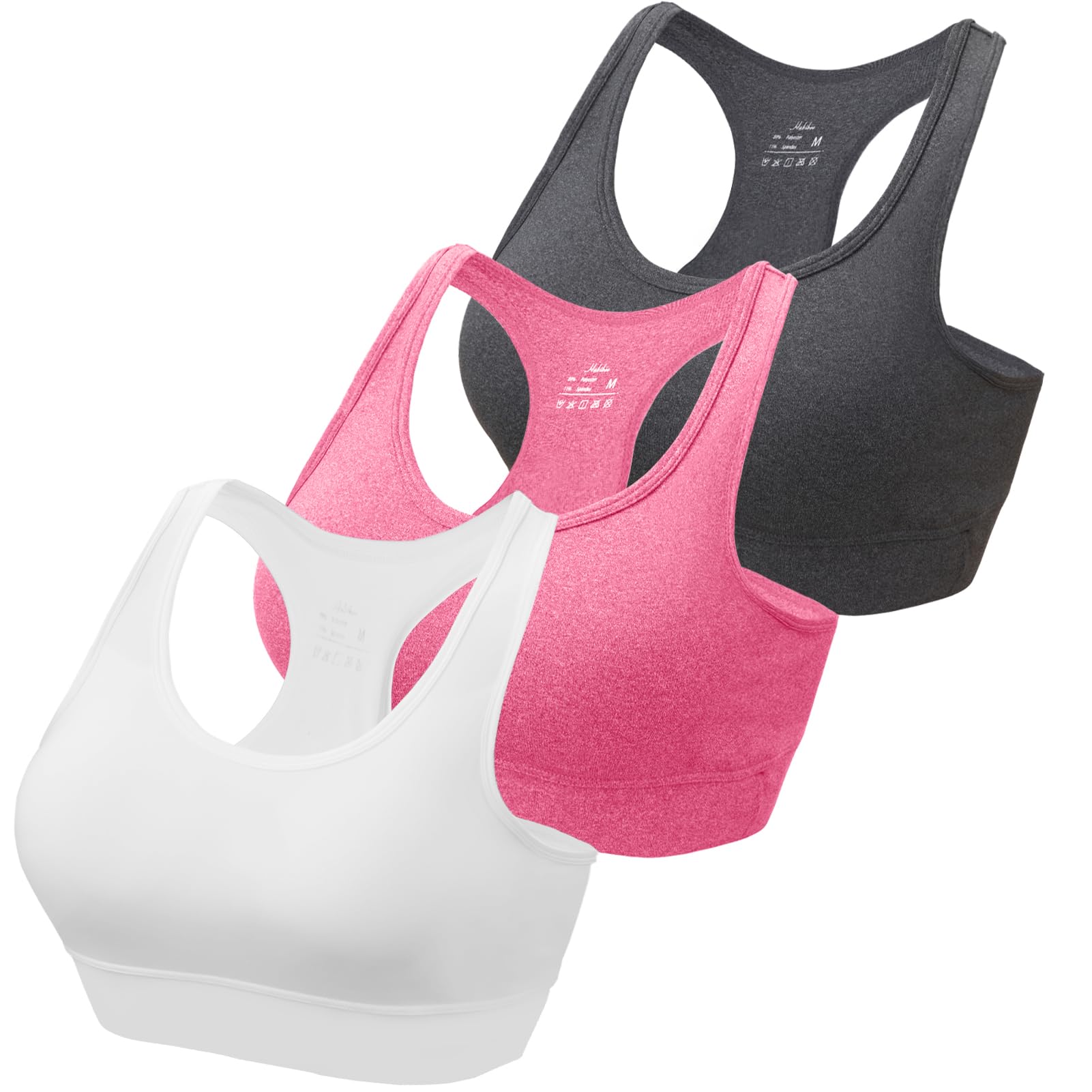 HBlife Sports Bras for Women, Seamless Racerback Bra with Removable Padded, Medium Support Bra for Yoga Workout Fitness