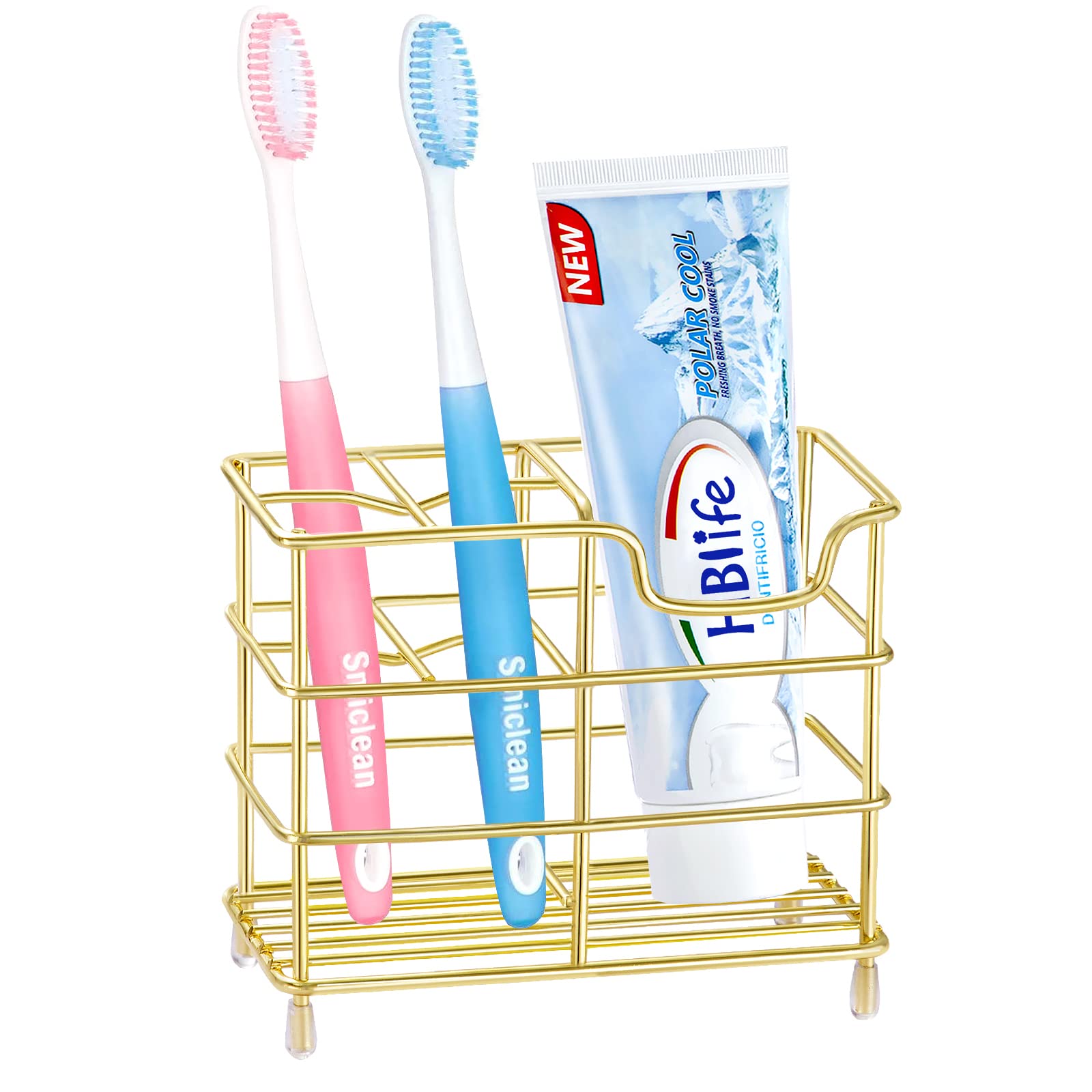 HBlife Toothbrush Holders for Bathroom, 5 Slots Black Stainless Steel Bathroom Accessories Organizer for Small Spaces