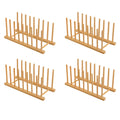 HBlife Heighten and Widen Bamboo Dish Drying Rack Plate Bowl Cup Book Pot Lid Cutting Board Stand Drainer Storage Holder Organizer for Kitchen Cabinet