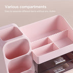 HBlife Makeup Organizer with Brush Holder for Vanity, Large Plastic Bathroom Countertop Organizer Skin Care Storage, Easy to Store Lipsticks, Nail Polishes, Perfumes, Eyeshadow Palettes, All Beige