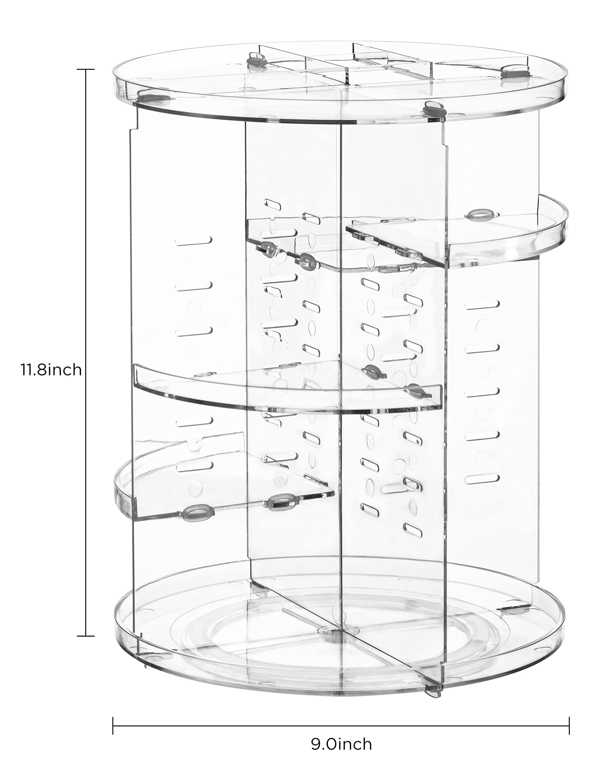 HBlife Extra Large 360 Rotating Makeup Organizer Adjustable Carousel Large Capacity Revolving Perfume Organizer Skincare Organizers Cosmetic Storage Spinning Holder for Vanity, Black