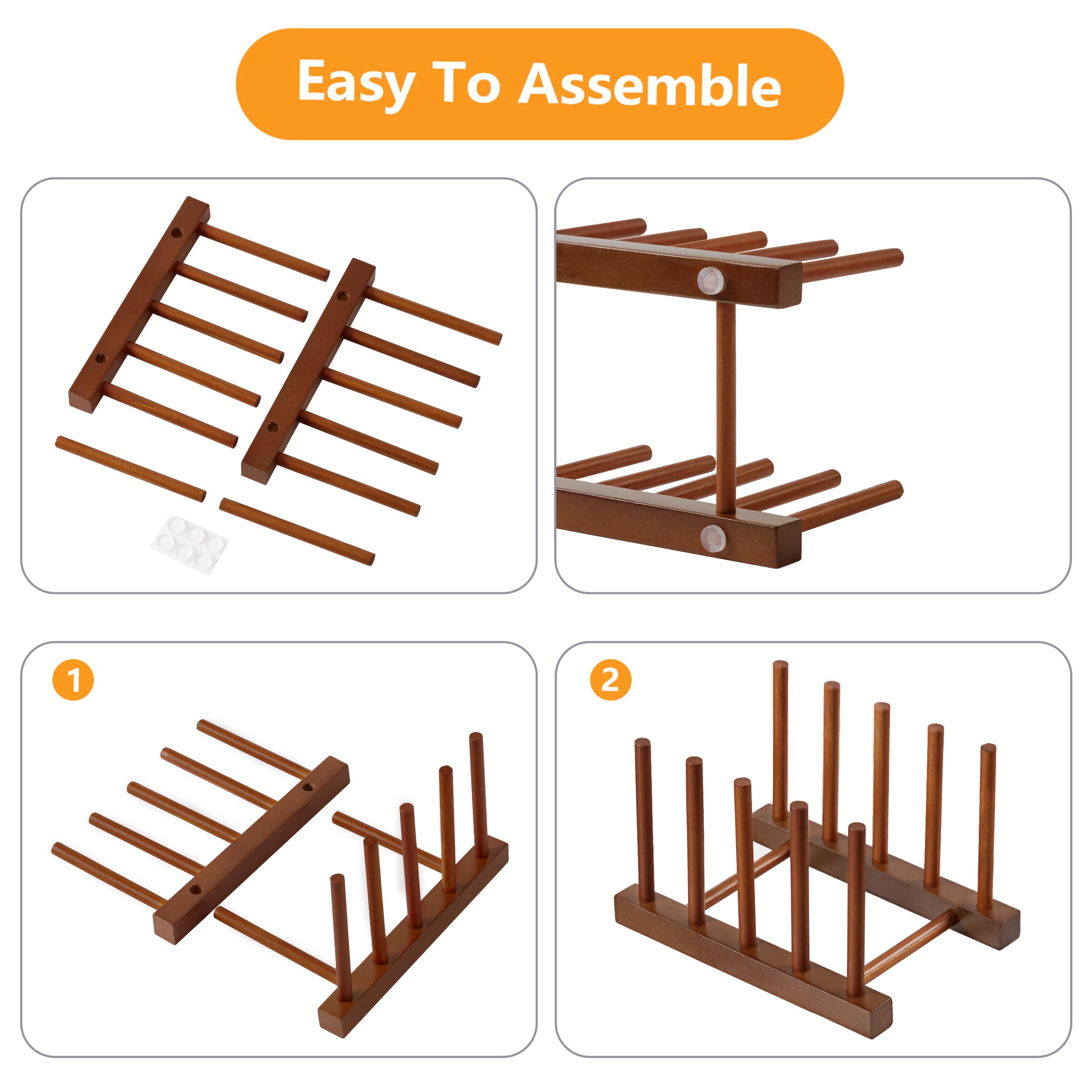 HBlife Teak Dish Plate Bowl Cup Book Pot Lid Cutting Board Drying Rack Stand Drainer Storage Holder Organizer Kitchen Cabinet（Keep Dry）