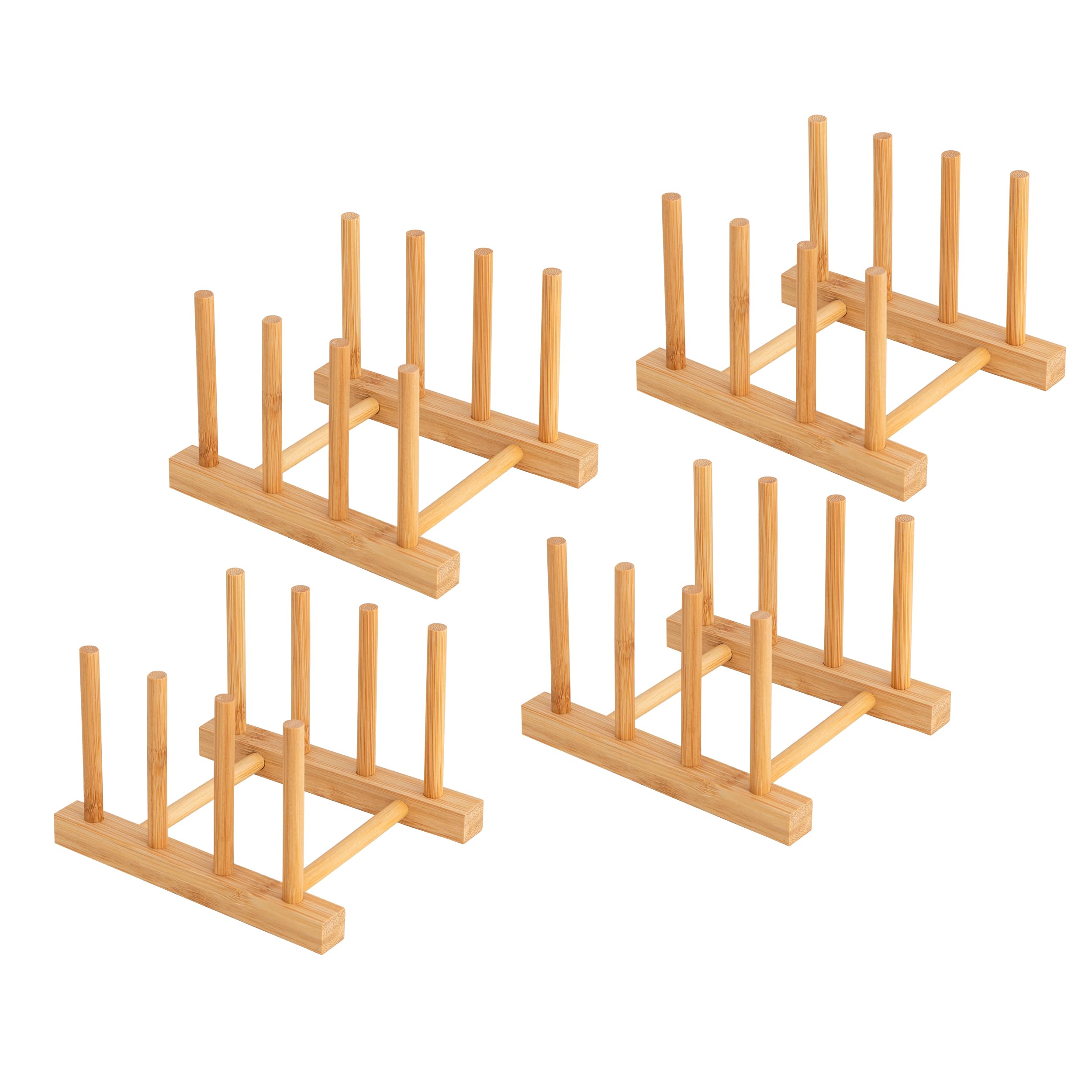 HBlife Acacia Wooden Dish Dying Rack Pot Lid Plate Organizer Holder for Cabinet, Cutting Board Stand Drainer Storage Plate Rack for Dish, Pot Lid, Bowl, Cup, Cutting Board and Books