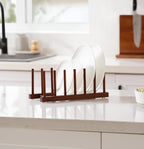 HBlife Teak Dish Plate Bowl Cup Book Pot Lid Cutting Board Drying Rack Stand Drainer Storage Holder Organizer Kitchen Cabinet（Keep Dry）