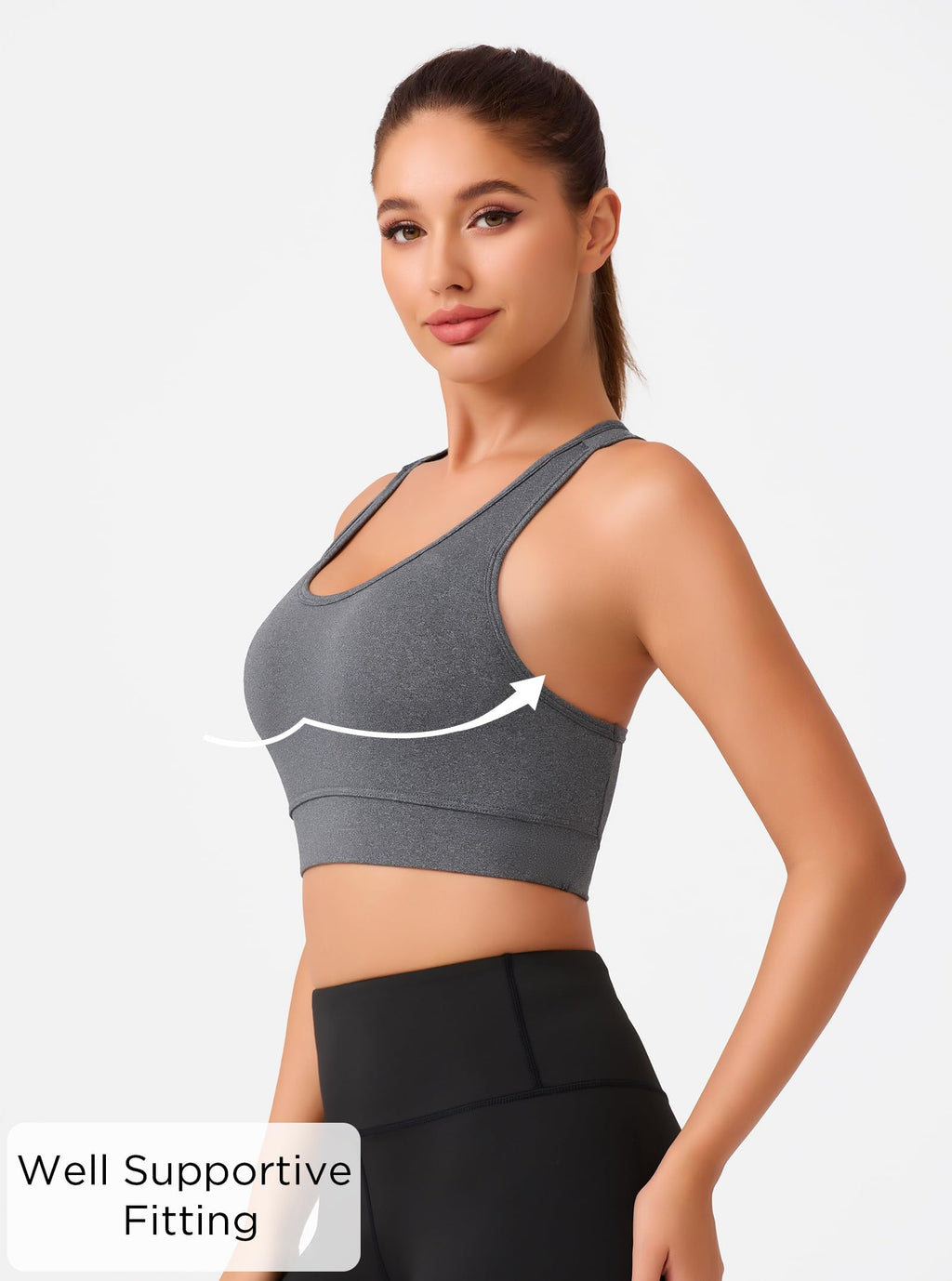 HBlife Sports Bras for Women, Seamless Racerback Bra with Removable Padded, Medium Support Bra for Yoga Workout Fitness