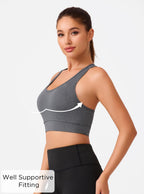 HBlife Sports Bras for Women, Seamless Racerback Bra with Removable Padded, Medium Support Bra for Yoga Workout Fitness