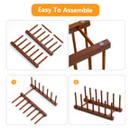 HBlife Teak Dish Plate Bowl Cup Book Pot Lid Cutting Board Drying Rack Stand Drainer Storage Holder Organizer Kitchen Cabinet（Keep Dry）