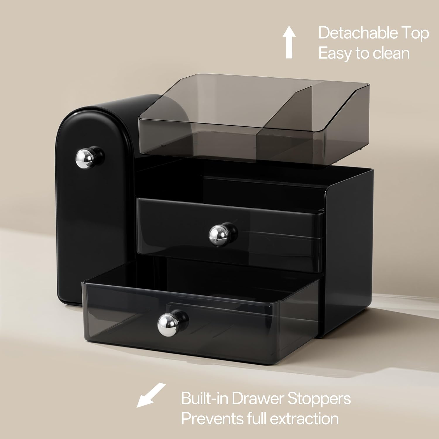 HBlife Makeup Organizer Countertop with Drawers, Vanity Organizers with Brush Holder, Bathroom Counter Organizer for Perfume, Nail Polishes, Lipsticks, Skincare and Eyeshadow Palettes