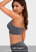 Angelhood Sports Cami Bras Pack for Women - Basic V-Neck Padded Seamless Bras with No Underwire