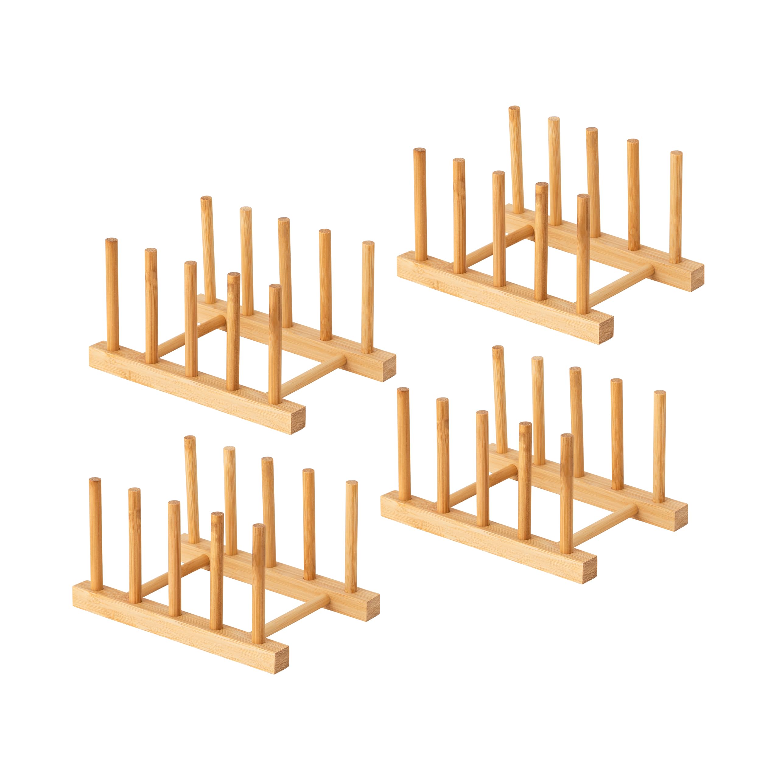 HBlife Acacia Wooden Dish Dying Rack Pot Lid Plate Organizer Holder for Cabinet, Cutting Board Stand Drainer Storage Plate Rack for Dish, Pot Lid, Bowl, Cup, Cutting Board and Books