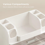 HBlife Makeup Organizer for Vanity with Brush Holder, Large Bathroom Countertop Cosmetic Organizer Skin Care Storage, Easy to Store Lipsticks, Nail Polishes, Perfumes, Eyeshadow Palettes, All White