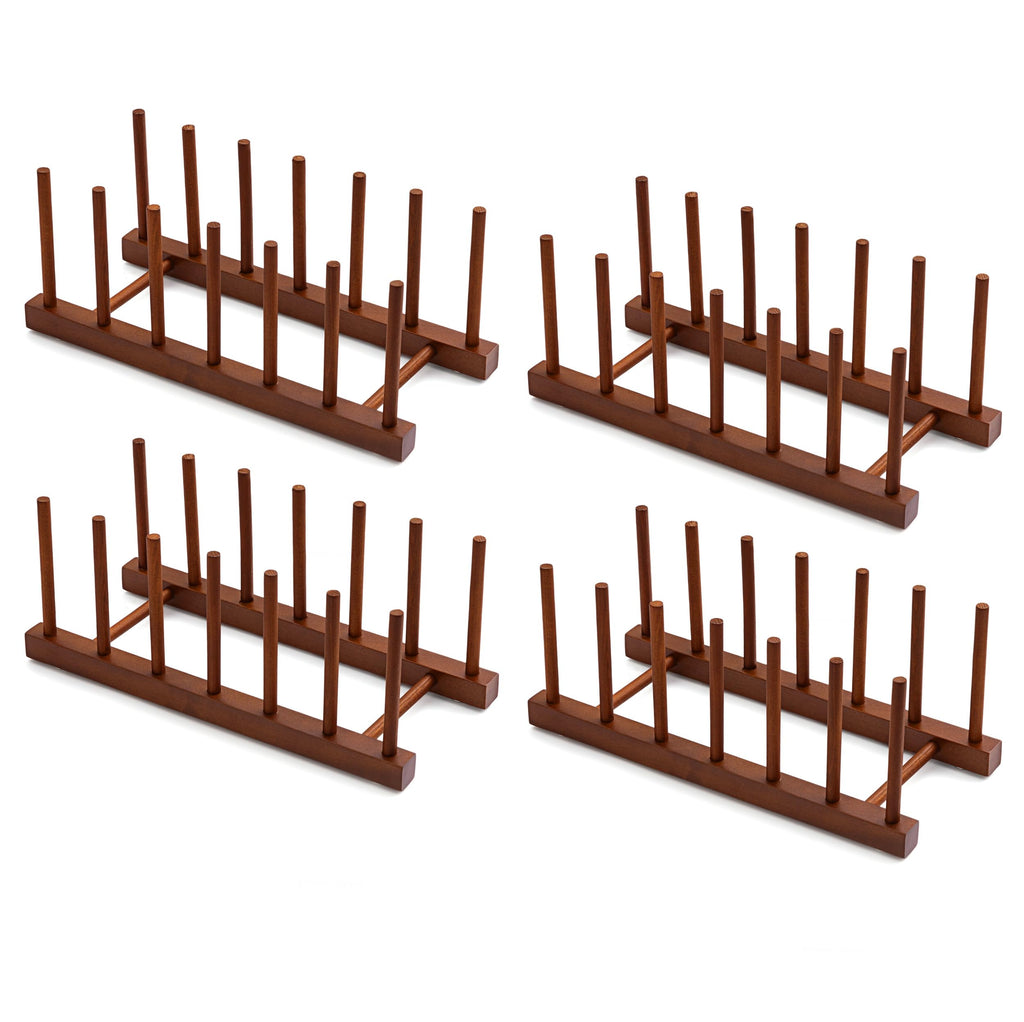 HBlife Teak Dish Plate Bowl Cup Book Pot Lid Cutting Board Drying Rack Stand Drainer Storage Holder Organizer Kitchen Cabinet（Keep Dry）