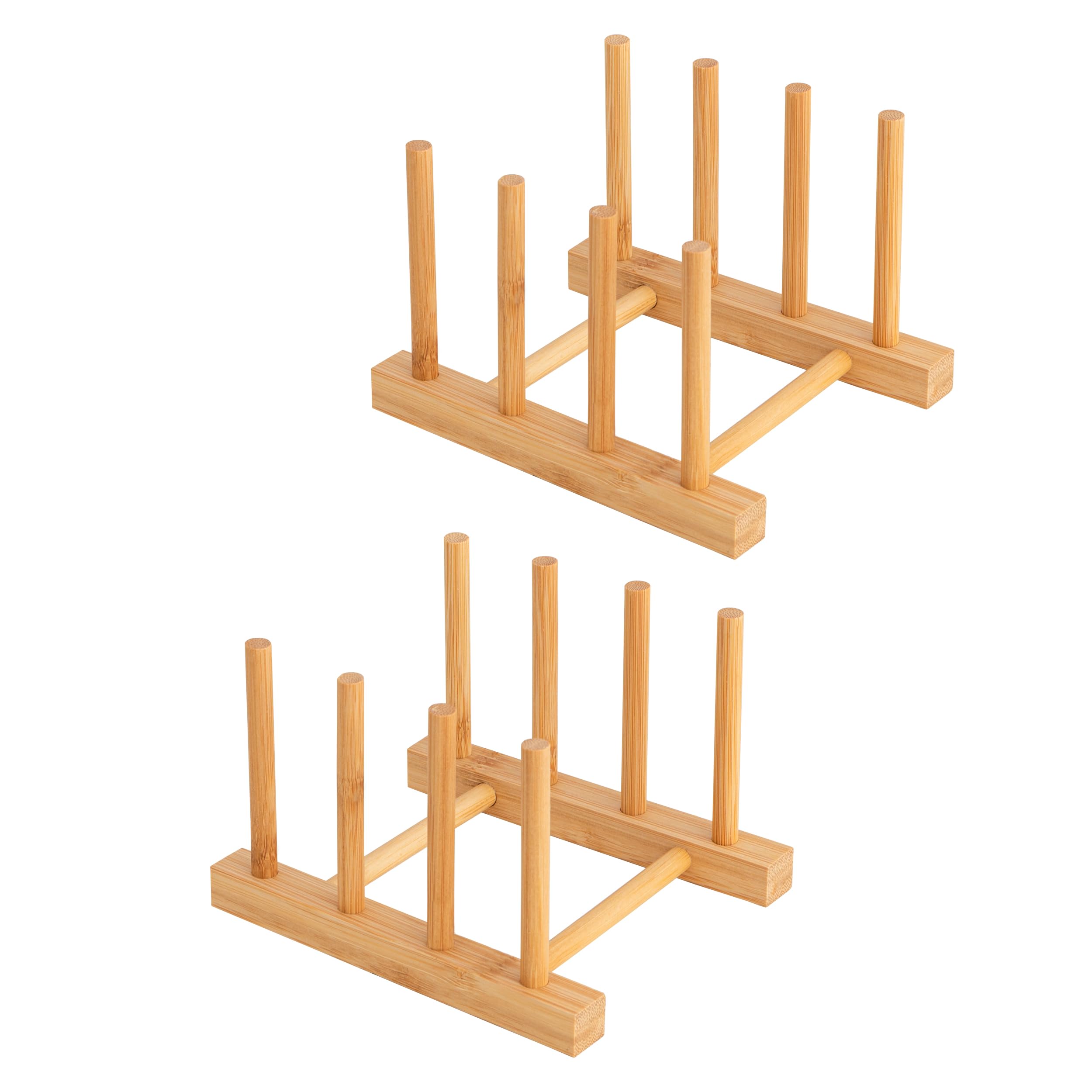 HBlife Acacia Wooden Dish Dying Rack Pot Lid Plate Organizer Holder for Cabinet, Cutting Board Stand Drainer Storage Plate Rack for Dish, Pot Lid, Bowl, Cup, Cutting Board and Books
