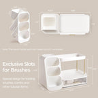 HBlife Makeup Organizer with Brush Holder for Vanity, Large Plastic Bathroom Countertop Organizer Skin Care Storage, Easy to Store Lipsticks, Nail Polishes, Perfumes, Eyeshadow Palettes, All Beige