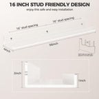 HBlife 24 Inches Floating Shelves Wall Mounted Clear Acrylic Shelves for Figures, 16 Inch Stud Spacing Invisible Floating Bookshelf for Kids and Nursery, 2 Pack (5MM Thick)