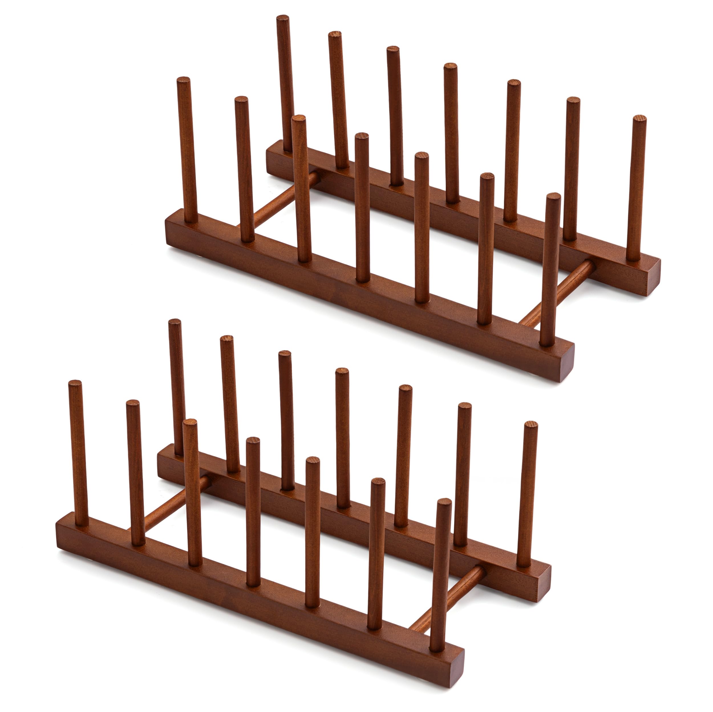 HBlife Teak Dish Plate Bowl Cup Book Pot Lid Cutting Board Drying Rack Stand Drainer Storage Holder Organizer Kitchen Cabinet（Keep Dry）