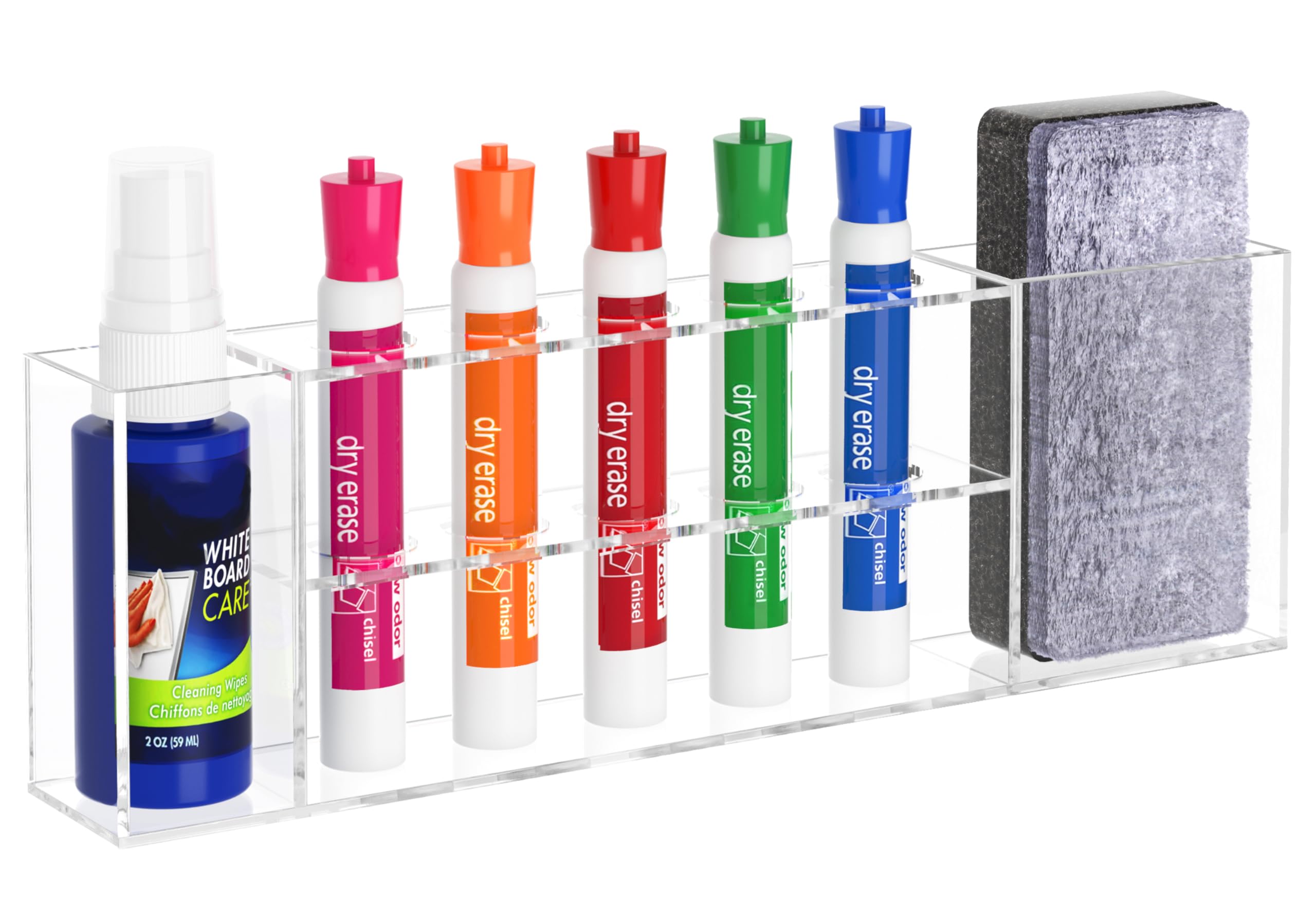 HBlife Acrylic Magnetic Dry Erase Marker Holder for Whiteboard, Wall Mount 10 Slots Magnet Pen Pencil Holder for Fridge Refrigerator, Locker Organizer Accessories for School Classroom Office, Black