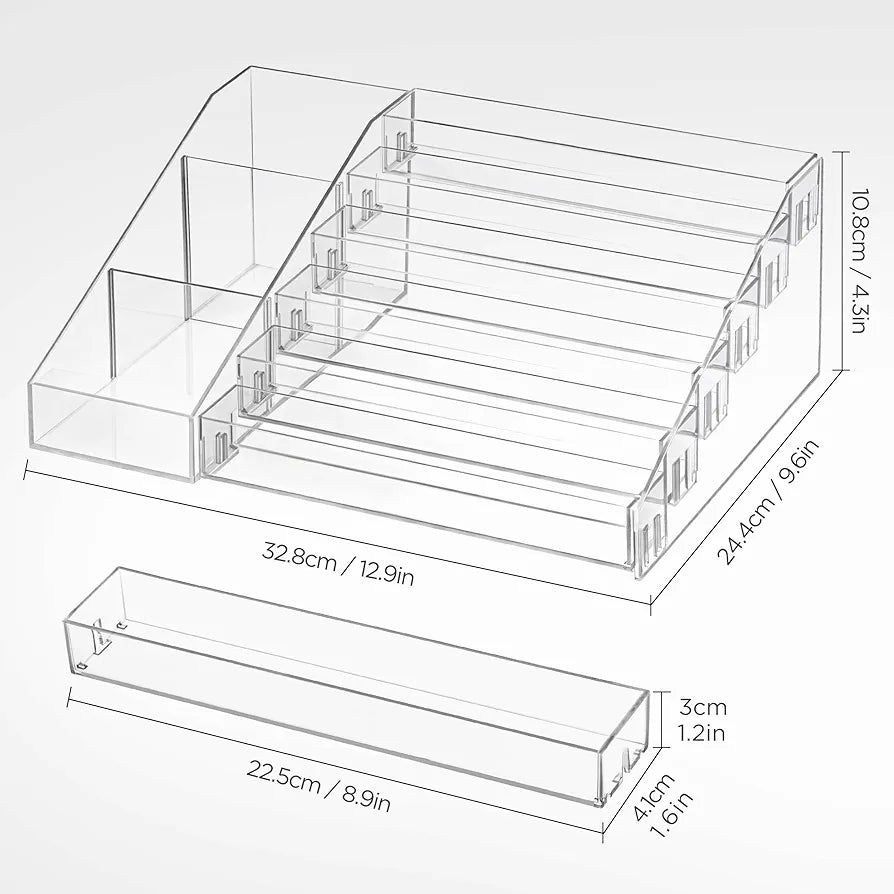 HBlife Sunglass Organizer Clear Acrylic Eyeglasses Display Stand, 6 Tier Multiple Pairs of Glasses Holder for Nightstand, Tabletop Eyeglass Holder for Dresser