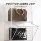HBlife 10 Pack Purse Storage Organizer for Closet, Large Clear Stackable Handbag Display Case Box with Magnetic Door for Collectibles, Cosmetics, Women Heels and Toys