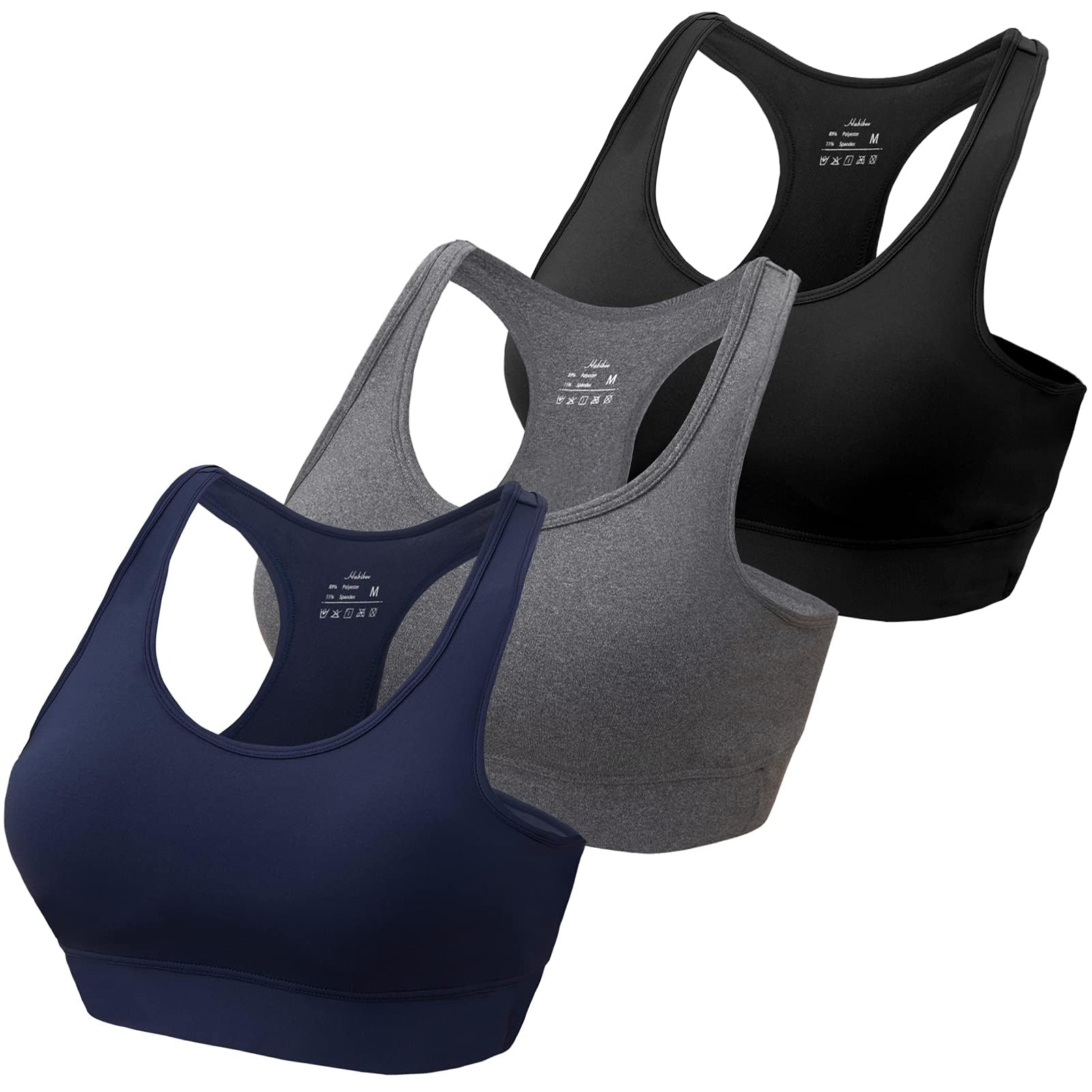 HBlife Sports Bras for Women, Seamless Racerback Bra with Removable Padded, Medium Support Bra for Yoga Workout Fitness