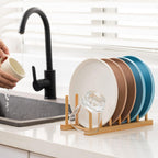 HBlife Acacia Wooden Dish Dying Rack Pot Lid Plate Organizer Holder for Cabinet, Cutting Board Stand Drainer Storage Plate Rack for Dish, Pot Lid, Bowl, Cup, Cutting Board and Books