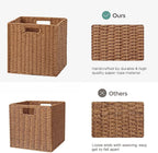 HBlife Wicker Baskets, Set of 3 Foldable Hand-Woven Paper Rope Storage Baskets, Caramel