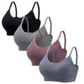 Angelhood Sports Cami Bras Pack for Women - Basic V-Neck Padded Seamless Bras with No Underwire