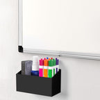 HBlife Magnetic Dry Erase Marker Holder for Whiteboard with 2 Compartments, Acrylic Wall Mount Magnet Pen Pencil Holder for Refrigerator, Locker Organizer Accessories for Classroom Office, Black
