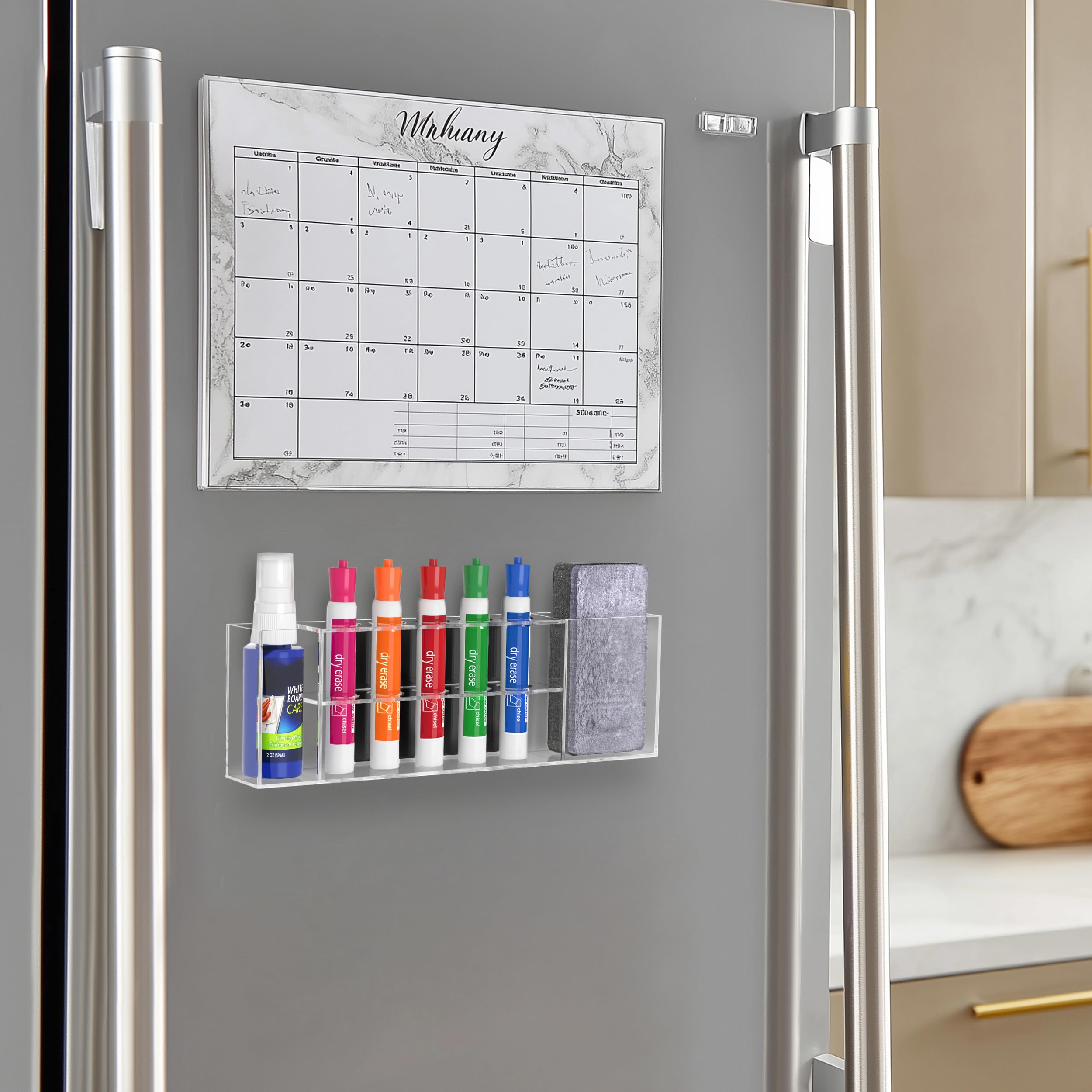 HBlife Acrylic Magnetic Dry Erase Marker Holder for Whiteboard, Wall Mount 10 Slots Magnet Pen Pencil Holder for Fridge Refrigerator, Locker Organizer Accessories for School Classroom Office, Black