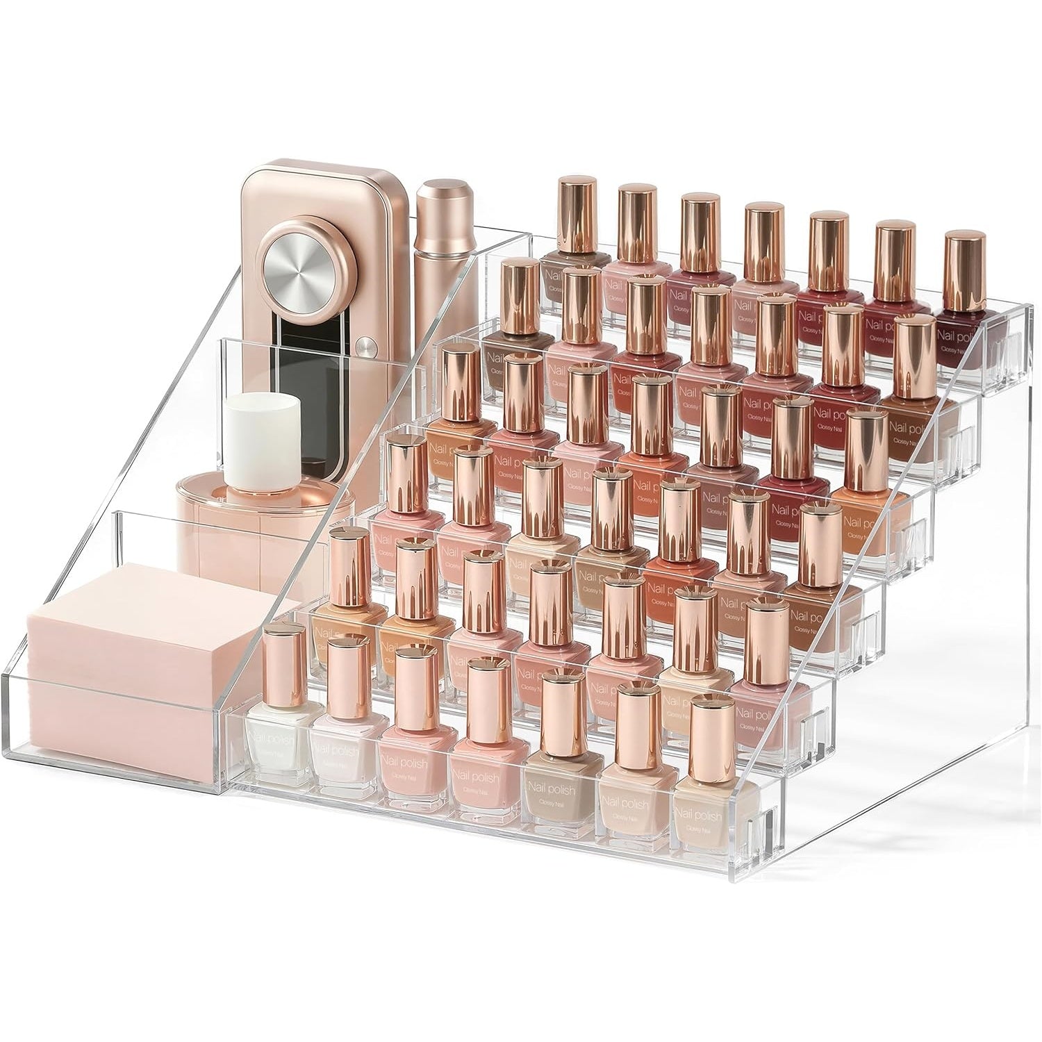 HBlife 6 Tier Nail Polish Organizer with Nail Supplies Organizer, Clear Acrylic Nail Polish Holder & Display Stand for Gel Polish (1 Pack)