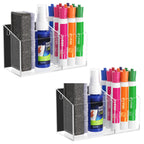 HBlife Magnetic Dry Erase Marker Holder for Whiteboard with 2 Compartments, Acrylic Wall Mount Magnet Pen Pencil Holder for Refrigerator, Locker Organizer Accessories for Classroom Office, Black