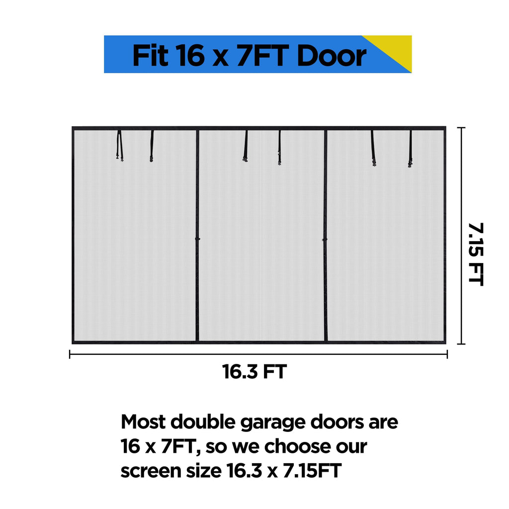 HBlife Garage Screen Doors for 1 Car Garage,7x7FT Fiberglass Magnetic Garage Door Screen, Hands Free Retractable Garage Net Screen Door Mesh with 6 Roll Up Starps and 26 Magnets for Patio, Gym, Porch