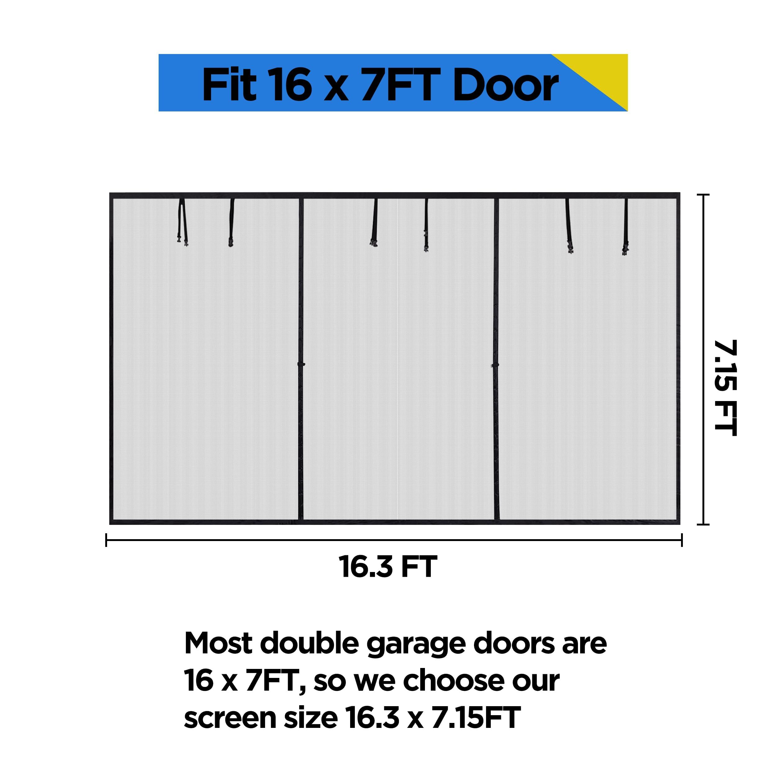 HBlife Garage Screen Doors for 1 Car Garage,7x7FT Fiberglass Magnetic Garage Door Screen, Hands Free Retractable Garage Net Screen Door Mesh with 6 Roll Up Starps and 26 Magnets for Patio, Gym, Porch