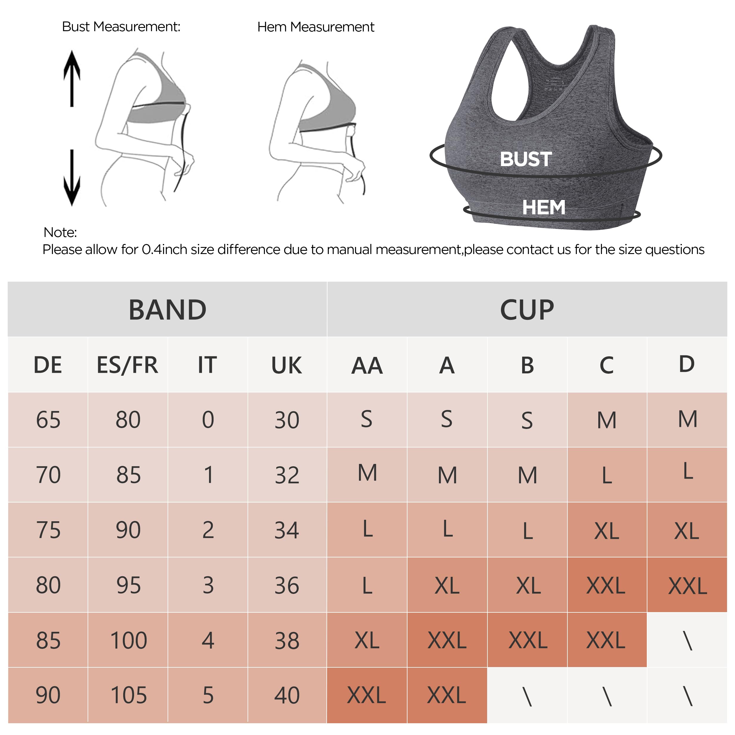 HBlife Sports Bras for Women, Seamless Racerback Bra with Removable Padded, Medium Support Bra for Yoga Workout Fitness