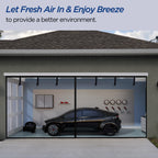 HBlife Garage Screen Doors for 1 Car Garage,7x7FT Fiberglass Magnetic Garage Door Screen, Hands Free Retractable Garage Net Screen Door Mesh with 6 Roll Up Starps and 26 Magnets for Patio, Gym, Porch