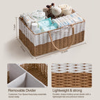 HBlife Large Baby Diaper Caddy Organizer, Paper Rope Storage Baskets Nursery Bin with Removable Divider, Portable Car Organizer for Diapers, Baby Shower Gifts, Newborn Essentials Must Haves