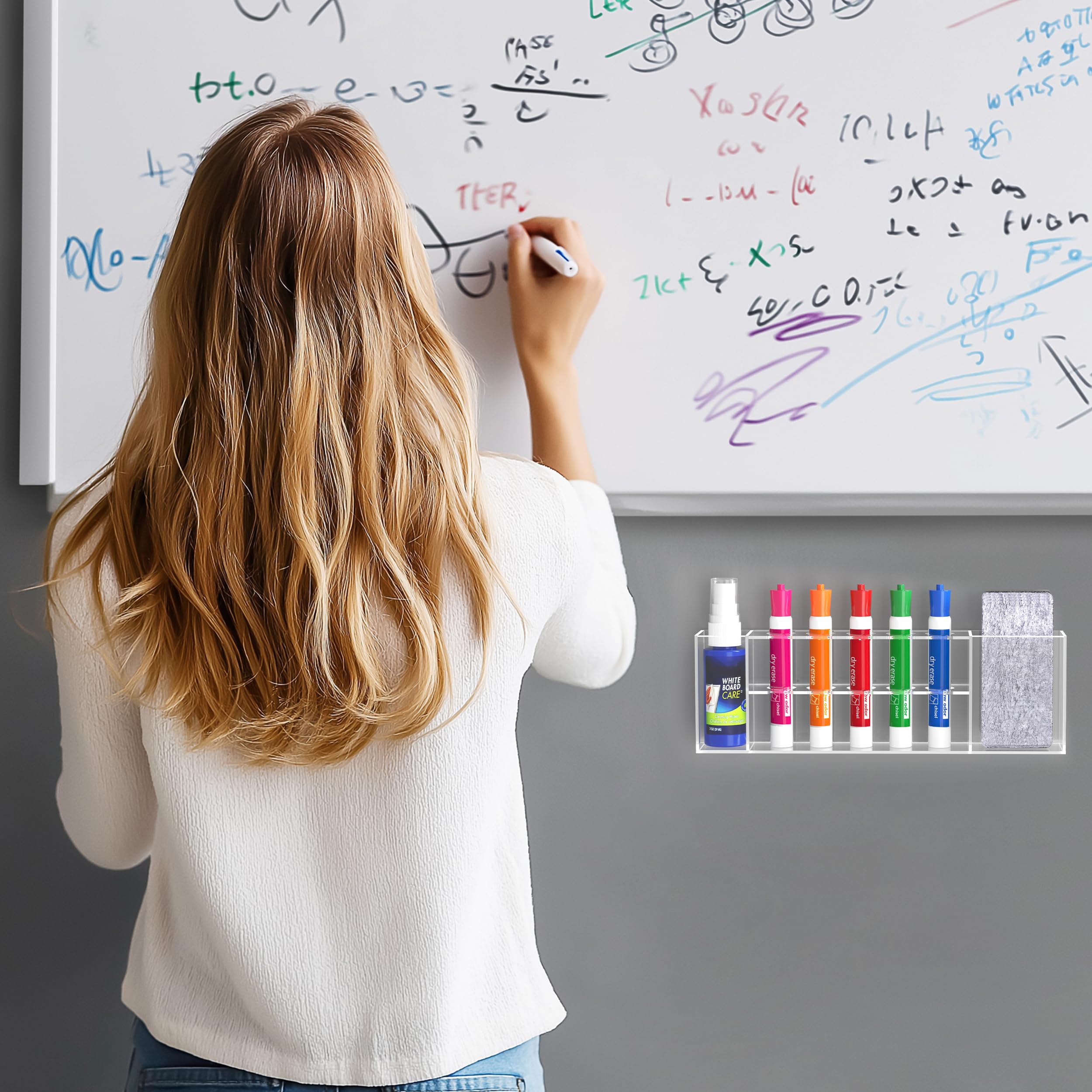 HBlife Acrylic Magnetic Dry Erase Marker Holder for Whiteboard, Wall Mount 10 Slots Magnet Pen Pencil Holder for Fridge Refrigerator, Locker Organizer Accessories for School Classroom Office, Black