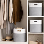 HBlife Set of 4 Storage Cubes-11 X 10.5 X 10.5 In, Cotton Rope Basket for Shelves, Toys, Book, Cube Storage Bin with Handles, Woven Storage Basket for Organizing, Beige