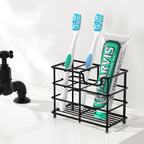 HBlife Toothbrush Holders for Bathroom, 5 Slots Black Stainless Steel Bathroom Accessories Organizer for Small Spaces