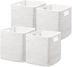 HBlife Set of 4 Storage Cubes-11 X 10.5 X 10.5 In, Cotton Rope Basket for Shelves, Toys, Book, Cube Storage Bin with Handles, Woven Storage Basket for Organizing, Beige