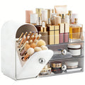 HBlife Makeup Organizer Countertop with Drawers, Vanity Organizers with Brush Holder, Bathroom Counter Organizer for Perfume, Nail Polishes, Lipsticks, Skincare and Eyeshadow Palettes