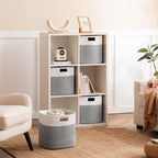 HBlife Set of 4 Storage Cubes-11 X 10.5 X 10.5 In, Cotton Rope Basket for Shelves, Toys, Book, Cube Storage Bin with Handles, Woven Storage Basket for Organizing, Beige