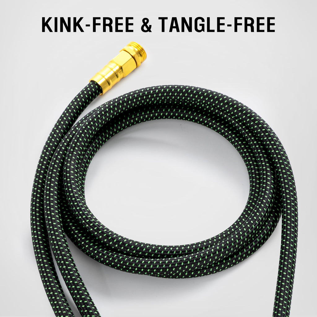 HBlife 25ft Garden Hose, Non Expandable Garden Hose with 10 Function Sprayer Nozzle, Flexible Lightweight Water Hose for Yard, Lawn, Car Wash and Outdoor