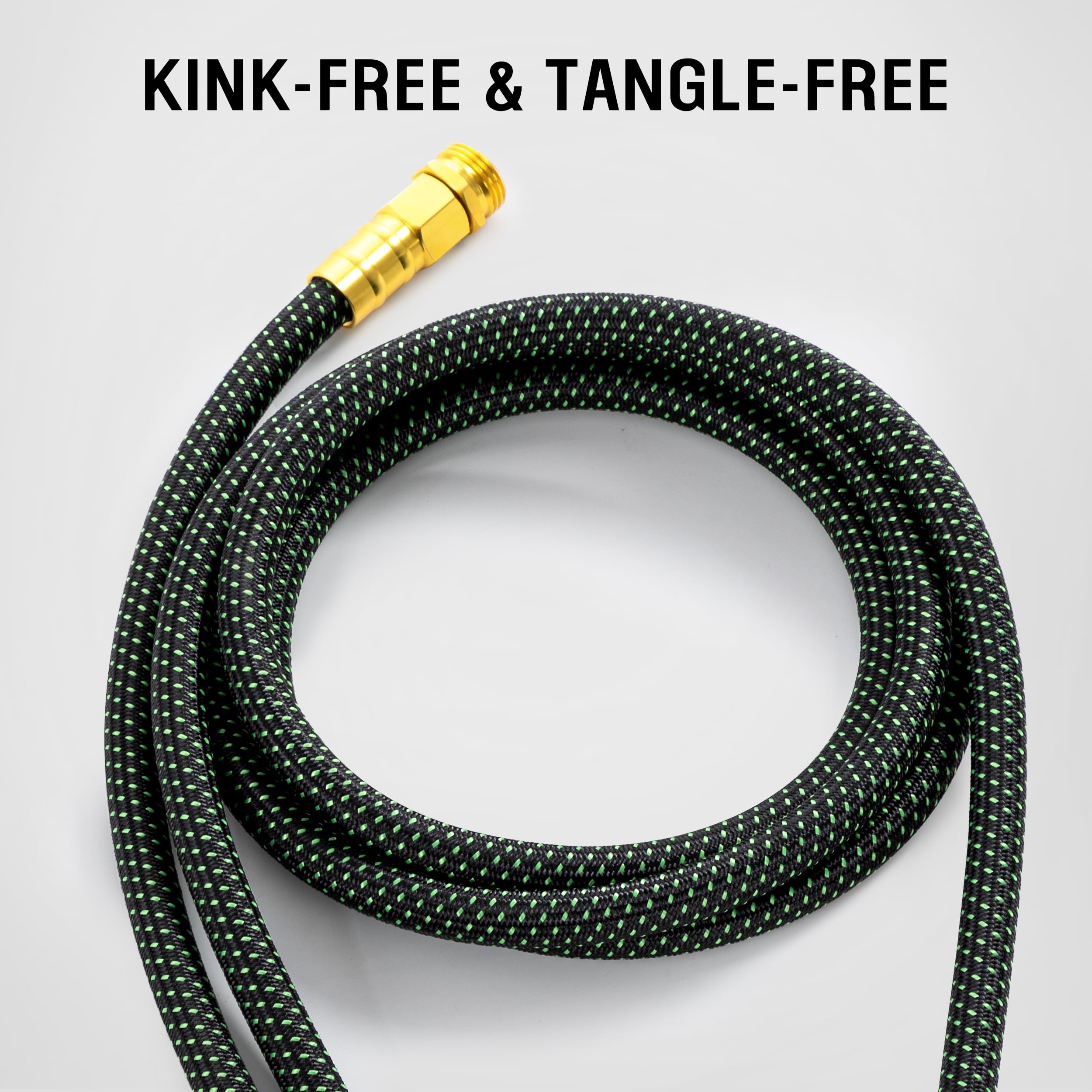 HBlife 25ft Garden Hose, Non Expandable Garden Hose with 10 Function Sprayer Nozzle, Flexible Lightweight Water Hose for Yard, Lawn, Car Wash and Outdoor