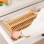 HBlife Dish Rack, Bamboo Folding 2-Tier Collapsible Drainer Dish Drying Rack with Utensils Flatware Holder Set (Dish Rack with Utensil Holder)